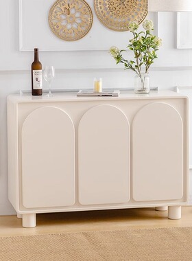 北欧餐边柜现代简约收纳白色玄关柜子奶油风置物柜法式客厅收纳柜