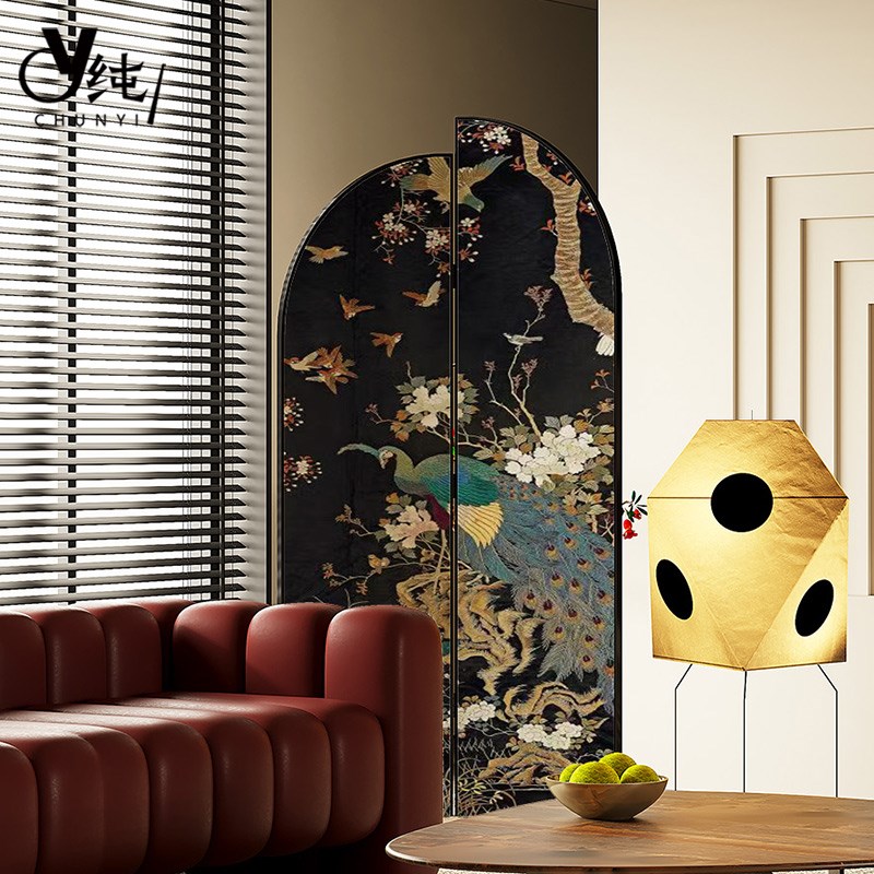 屏风隔断【环保】客厅o2024新款折叠移动中古风入户正对门玄关卧