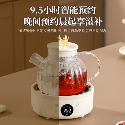 德国养生壶多功能小型办公室煮花茶壶全玻璃恒温壶炖煮一体烧水壶