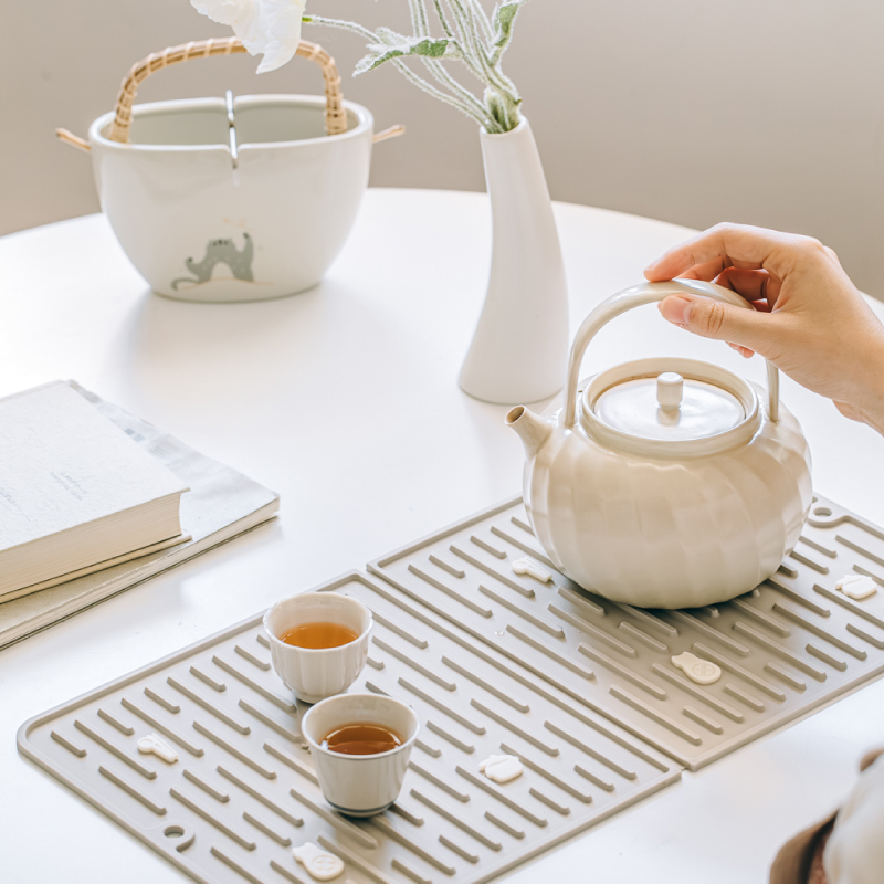 树可橘猫沥水垫桌垫隔热垫矽胶防烫餐垫厨房台面R碗盘沥水多功能