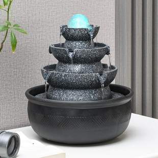 八方来财倒流水摆件时来运转球长循环水小喷泉桌面流水生财风水轮