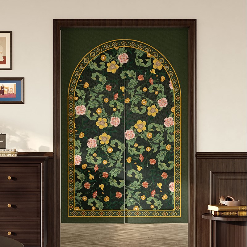 厨房门帘隔断g帘半截短帘家用卧室卫生间厕所免打孔遮挡帘半帘挂