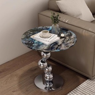 意式极简创意边几大理石沙发客厅角几现代家用高级艺术感小圆茶几