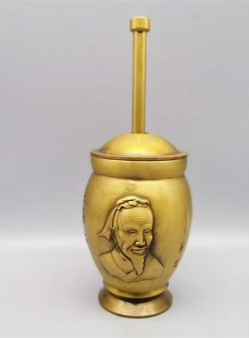 黄铜捣药罐碓对窝研磨中草药用品捣蒜器华佗捣碎器家居工艺品摆件