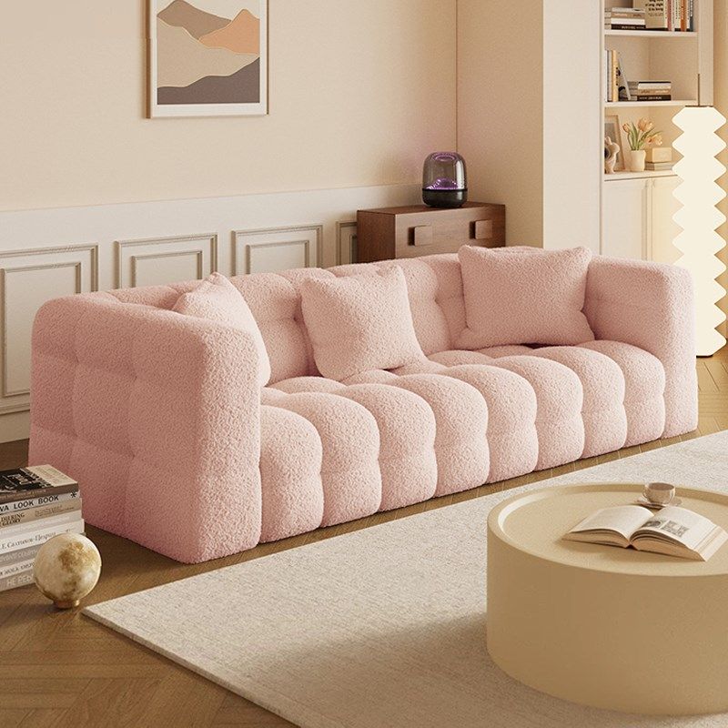 棉花糖布艺沙发客厅法式奶油风泰迪绒轻奢直排懒人小户型2025新款,住宅家具,布艺沙发,淘宝优惠券,粉丝福利购,淘宝优惠卷