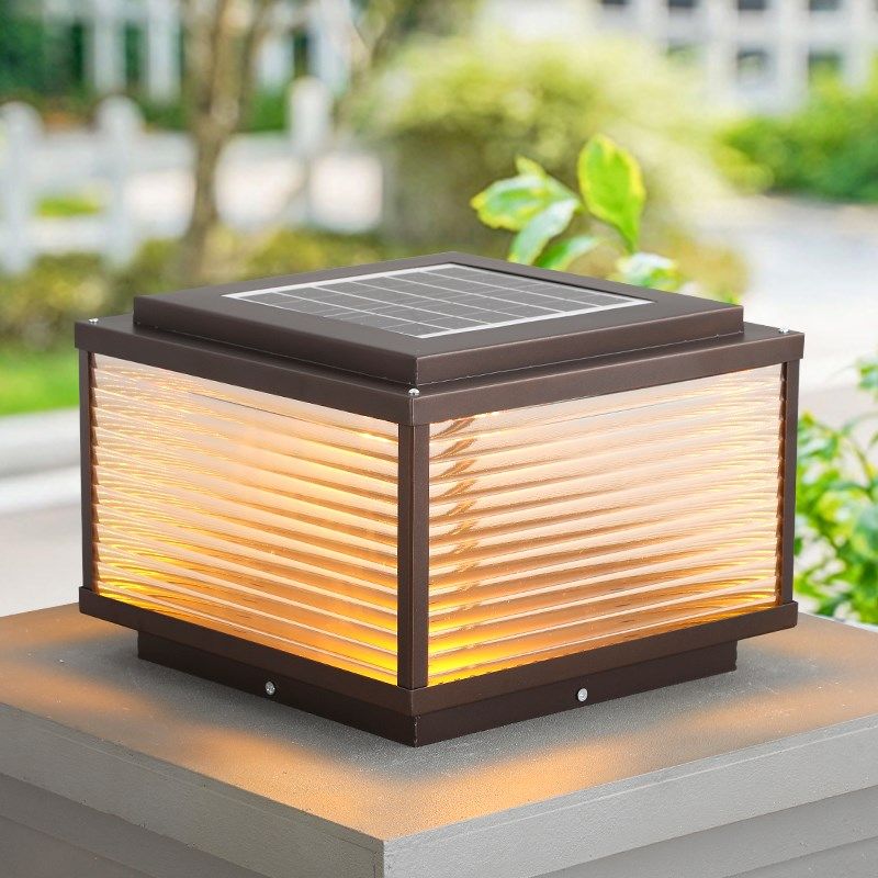 不锈钢太阳能柱头灯庭院灯大门柱灯户外围墙灯别墅墙头防水柱子灯