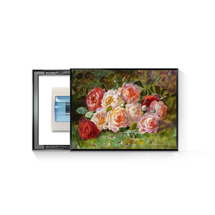 花开富贵复古玫瑰花油画电表箱装 饰画遮挡配电箱电闸盒免打孔挂画