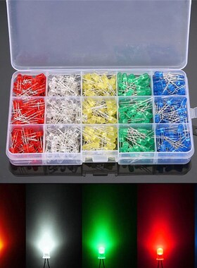 F5 5mm LED发光二极管盒装 发光管 500只 每色100只 5色共500PCS