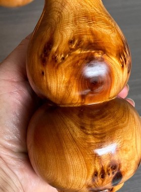 正宗太行崖柏葫芦花瓶高油油性纯手工制作把玩R摆件树头头料葫芦