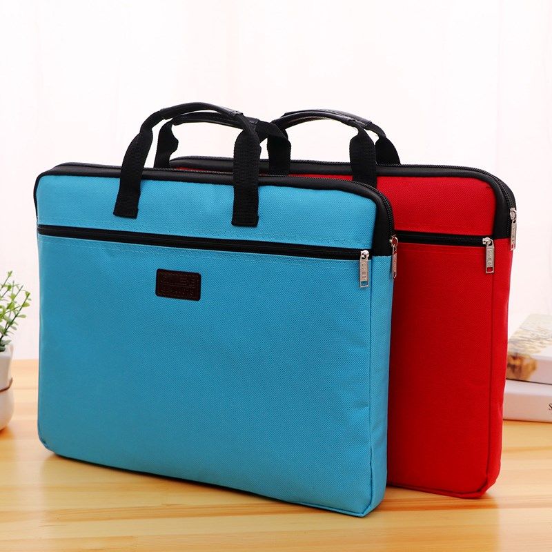 韩国资料袋A4手提大容量牛津布文件袋双层帆布文件包男女公文袋