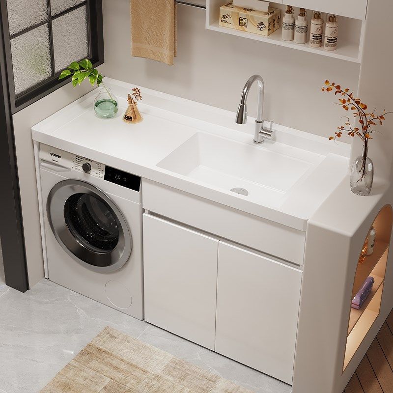 不锈钢无搓板洗衣柜阳台一体台盆洗衣池卫生间浴室柜洗手洗漱台,家装主材,浴室柜组合,淘宝优惠券,粉丝福利购,淘宝优惠卷
