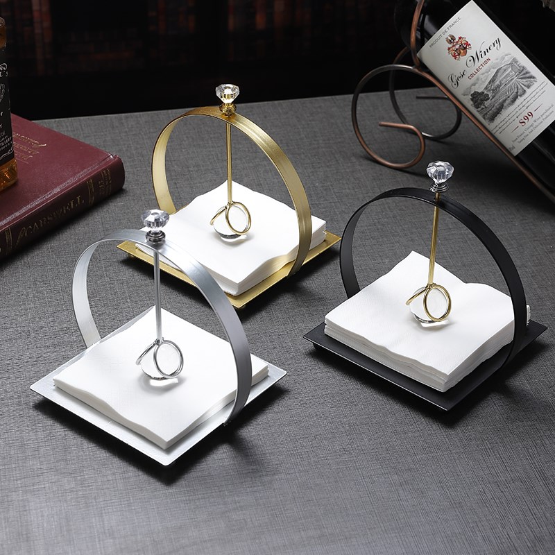 餐桌纸巾架高级感酒店商用餐巾纸架托铁艺西餐纸巾座餐厅桌面压台