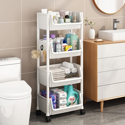 卫生间置物架带轮小推车落地多层洗漱台厕所夹R缝收纳架浴室整理