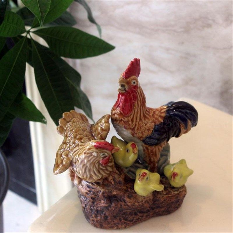 合家欢陶瓷摆件公鸡摆件母鸡小鸡摆件家居装饰摆件办公室陶艺摆件,家居饰品,装饰摆件,淘宝优惠券,粉丝福利购,淘宝优惠卷