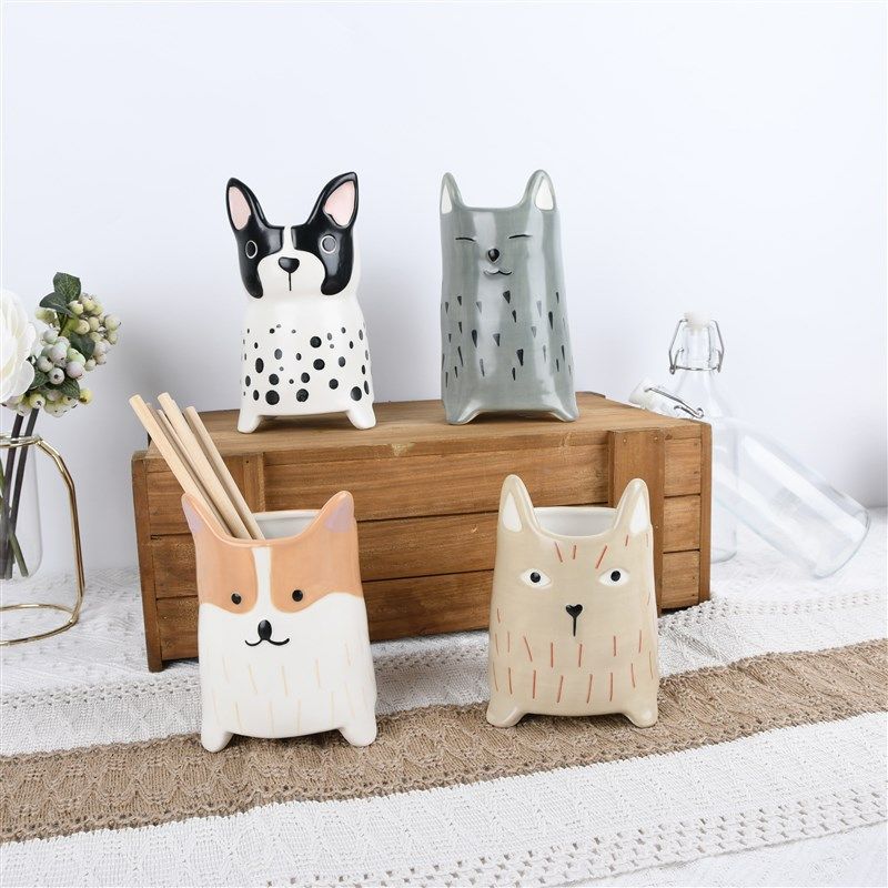 陶瓷筷子筒沥水手绘笔筒厨房收纳筒筷架花盆收纳盒防霉餐具摆件,餐饮具,餐具笼/架,淘宝优惠券,粉丝福利购,淘宝优惠卷