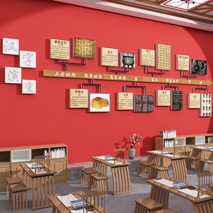 汉字的起源与演变书法教室氛围布置装饰硬笔培训墙面环创文化背景