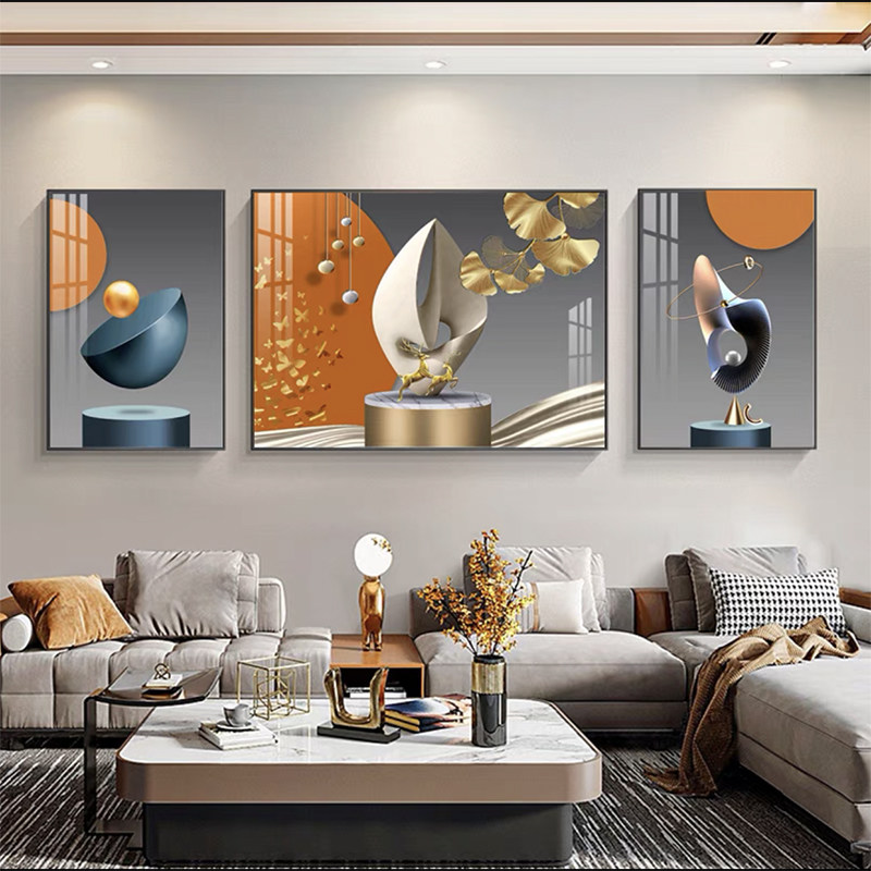 客厅装饰画现代简约轻奢沙发后面背景墙高级感新款晶瓷画挂画壁画