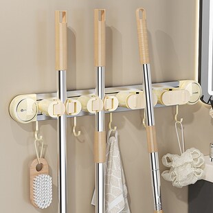 吸盘拖把壁挂夹免打孔卫生间扫z把固定架门后滑轨拖布夹挂壁拖把