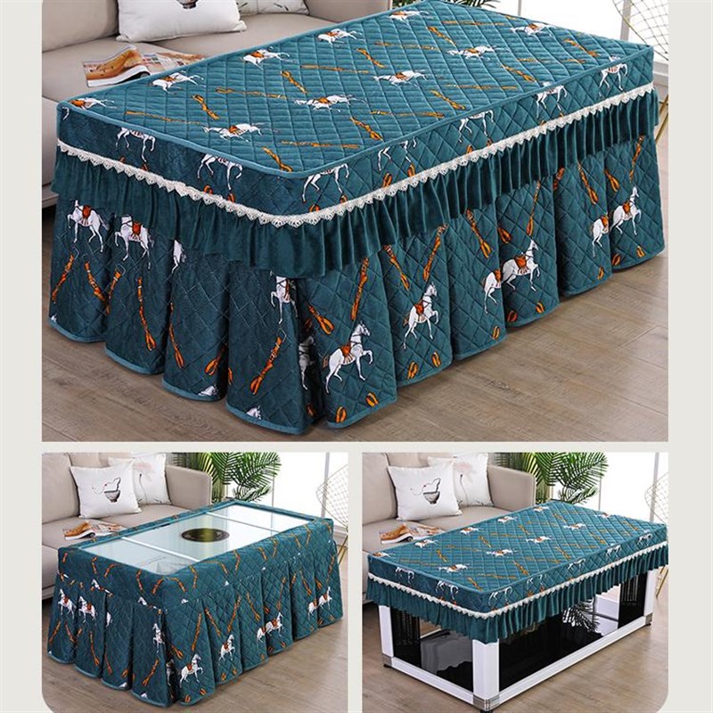 新款烤火桌罩加厚加绒长方形电烤炉套电暖茶几取S暖桌布电炉子罩