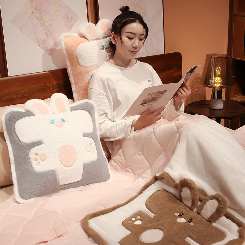 有钱兔抱枕被子两用办公室折叠午睡枕头毯子二Q合一沙发汽车载靠