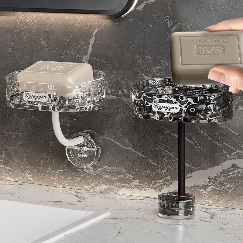 免打孔肥皂盒壁挂式家用高档香皂置物架沥水吸盘皂盒皂托2023新款