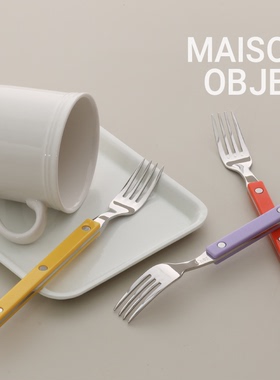 【韩国原单】Cher茶叉食品级304不锈钢PC环保手柄ins风法式西餐具