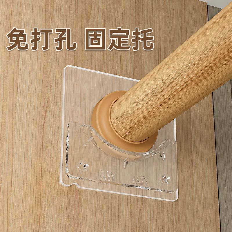 伸缩杆免打孔固定托浴帘杆衣柜粘贴挂钩u型无痕承重挂杆座器图片