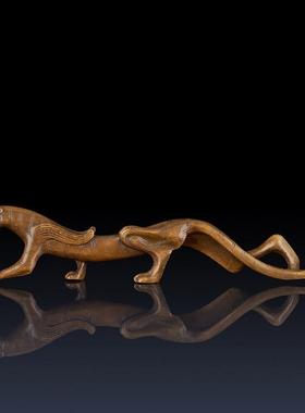 古铜走虎笔架仿书法镇纸文房四宝毛笔书法创意摆件收藏把玩赠礼