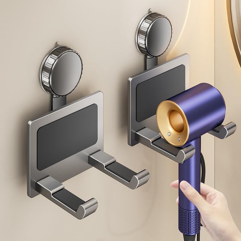 吸盘吹风机置物架免打孔卫生间收纳绕线电吹风挂架浴室吹风筒支架
