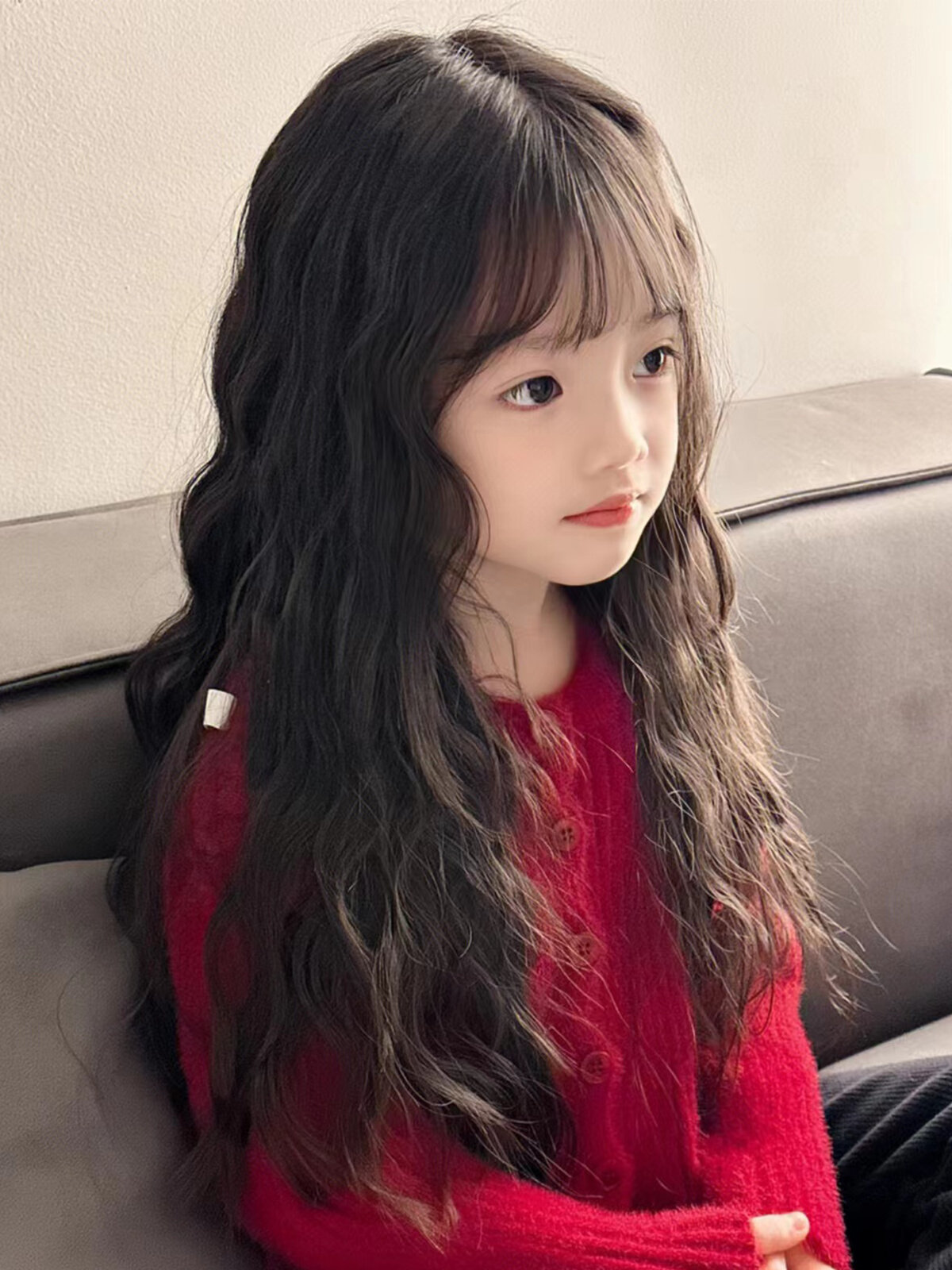 儿童假发女宝宝可爱羊毛卷增发量自然长卷发显脸小泡面卷整顶发套