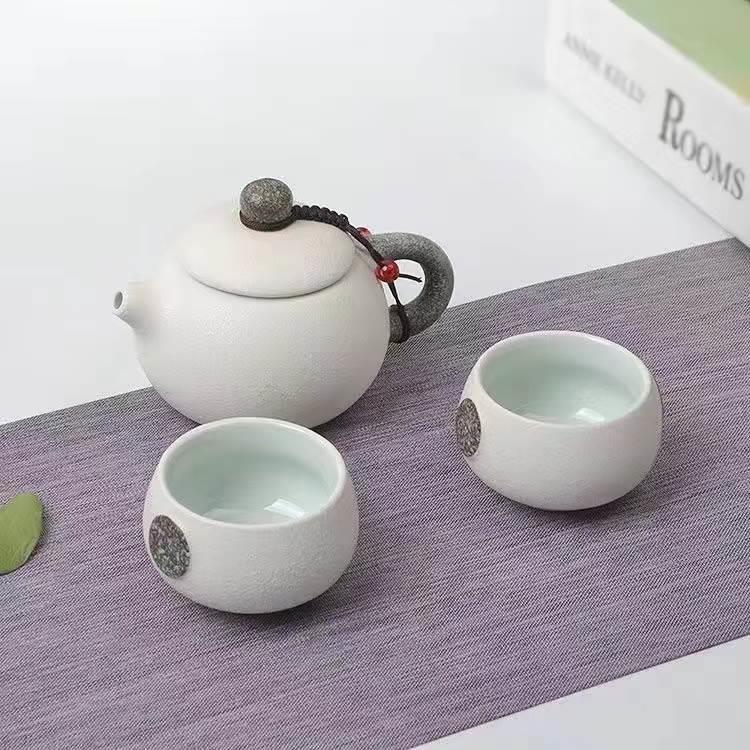 功夫小茶具套装家用单人简约一壶二杯学生宿舍泡茶壶茶杯便携旅行