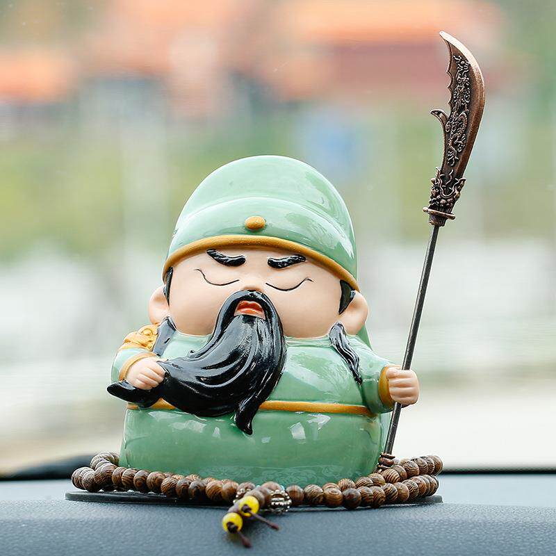 汽车摆件武财神招财中控台车载创意陶瓷Q板关羽茶桌桌面摆件饰品