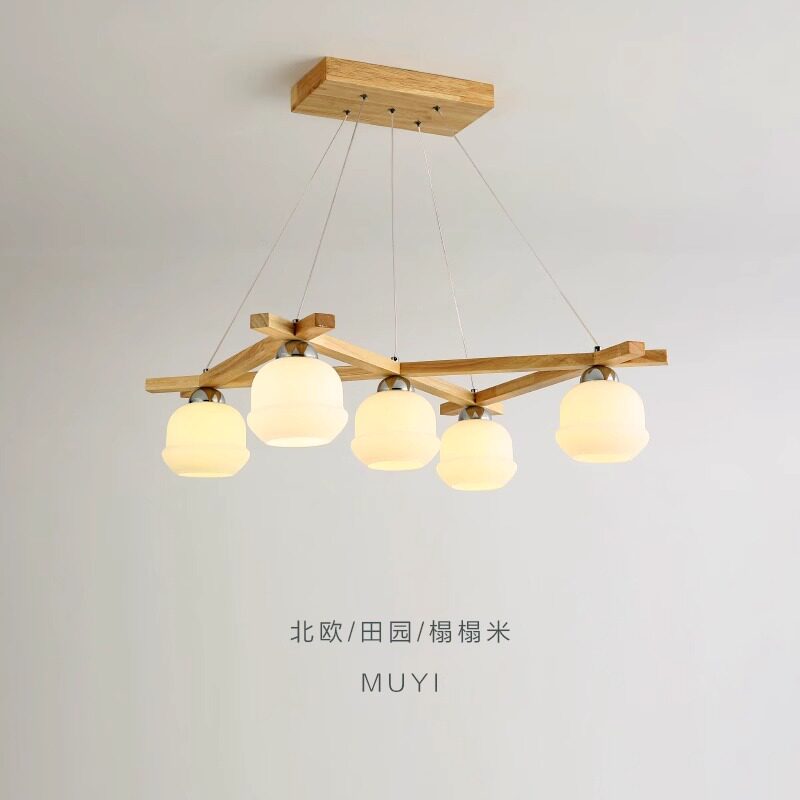 北欧原木日式简约LED餐厅吊灯