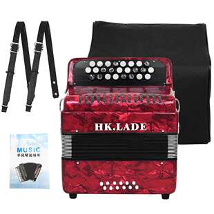 跨境热卖12贝斯巴扬手风琴专业键钮式手风琴成人表演演奏乐器红色