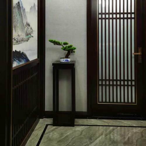 客厅木质花架 阳台置物架 花几装饰架 新中式简约风格