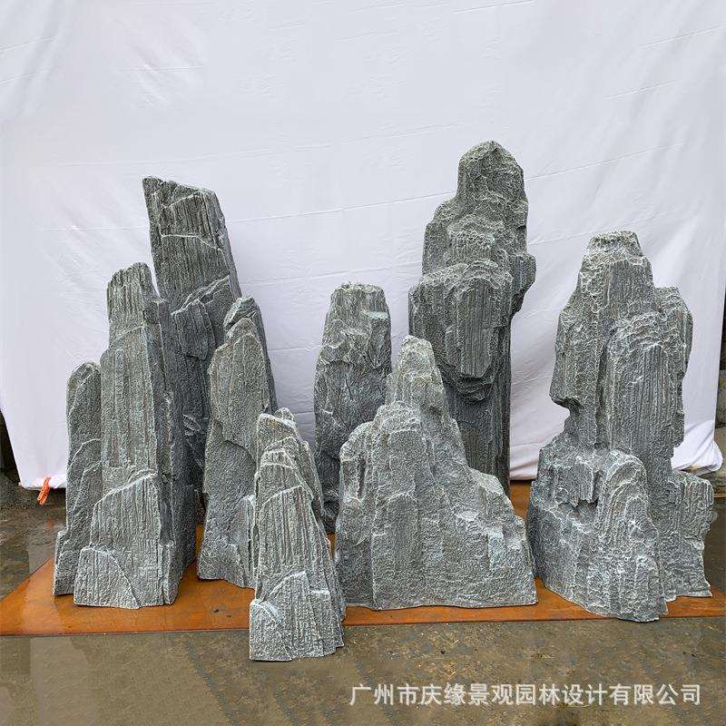仿真斧劈石玻璃钢石头假山石园林摆件装饰大型别墅庭院摄影道具石