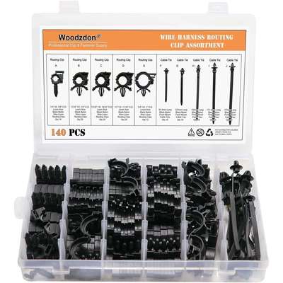 盒装140PCS汽车车身线束固定塑料卡扣 尼龙卡子 捆绑线束带