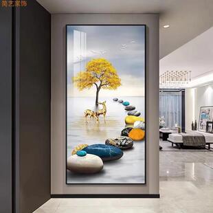 大芬油画村装饰画入户玄关壁画现代客厅过道竖版正对门晶瓷挂画