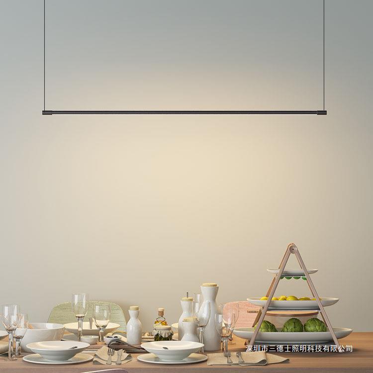 极简吊灯餐厅餐桌吧台办公室现代创意线条北欧设计师LED长条灯具