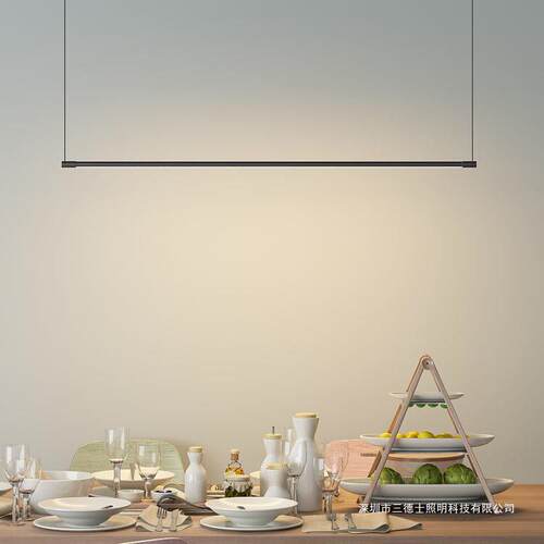 极简吊灯餐厅餐桌吧台办公室现代创意线条北欧设计师LED长条灯具