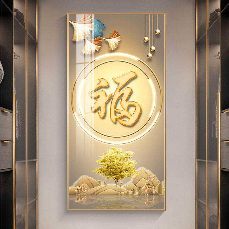 深圳大芬油画村玄关装饰画现代简约入户客厅走廊壁画过道大气挂画