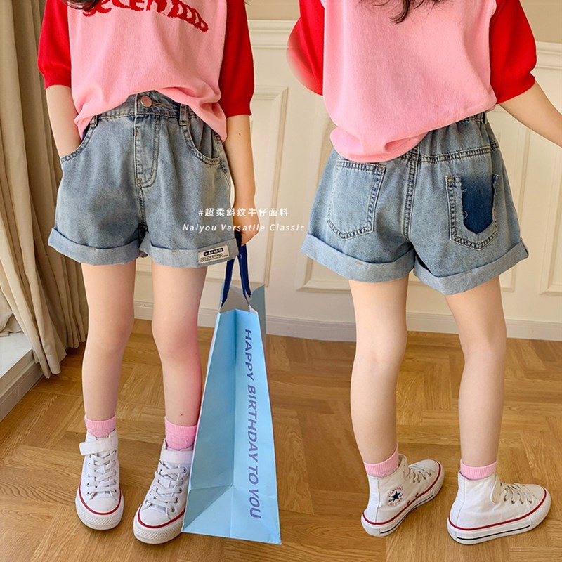 2023新款夏天女童短裤夏季韩版薄款卷边外穿热裤宝宝Y休闲软牛仔