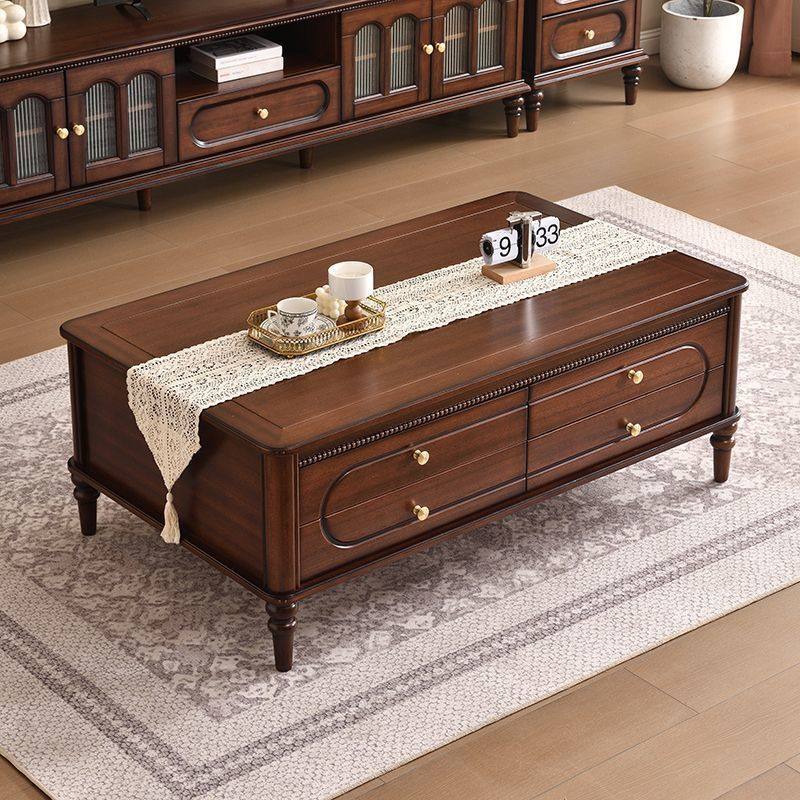 中古风实木茶几客厅家用轻奢高级感茶台美式复古多功能简约茶水桌