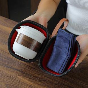 旅行茶具小套装 羊脂玉瓷防烫便携式 泡茶壶茶杯快客杯一壶二杯