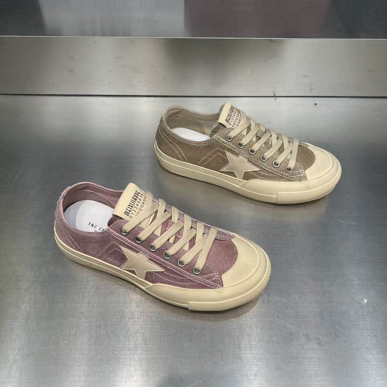 复古厚底星星帆布鞋女2026新款真皮休闲小白鞋透气轻便运动板鞋潮,女鞋,休闲板鞋,淘宝优惠券,粉丝福利购,淘宝优惠卷