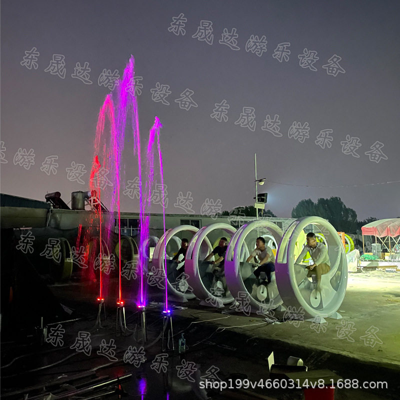互动灯光喷泉单车 户外园林景区景点造景喷水车戏水亲子玩水设备