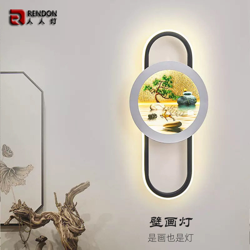 新中式壁灯客厅背景卧室2024新款墙壁灯装饰壁画灯轻奢艺术床头灯