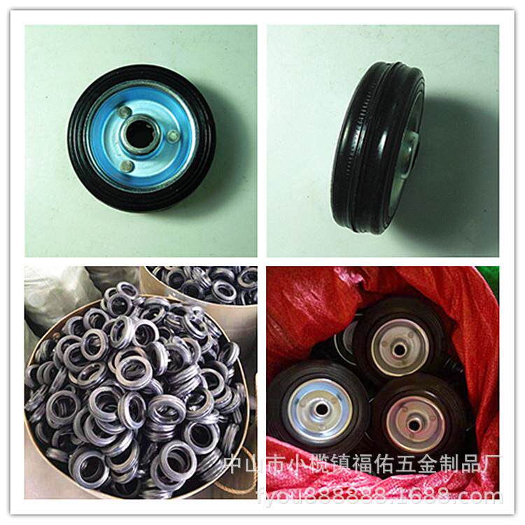中型3/4/5寸橡胶静音单轮工业脚轮单轮片耐磨轻型1寸1.25寸1.5寸