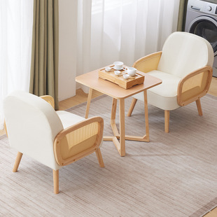 轻奢高级家用休闲桌椅阳台休息区小茶桌网红一桌二椅实木喝茶椅子