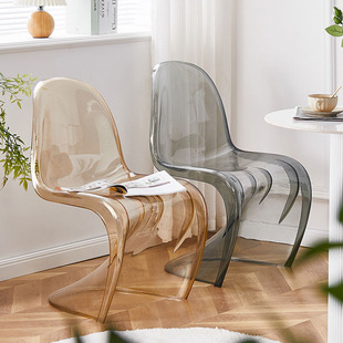 北欧家用亚克力餐椅简约塑料化妆凳子靠背椅网红设计师透明潘东椅